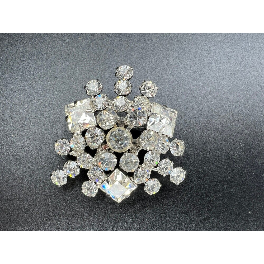 Vintage Verified Juliana D&E Clear Rhinestone Crown / Starburst Brooch